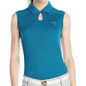Puma Golf Athletic Sleeveless Polo Shirt Blue
